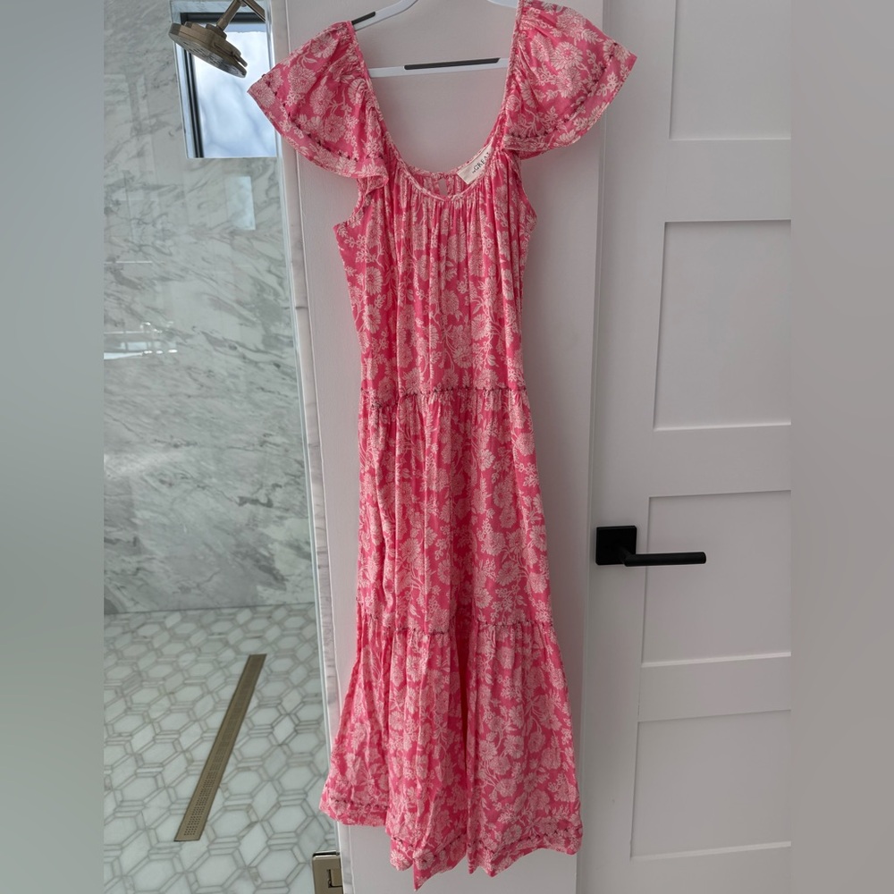 The Great Pink Floral Midi Dress